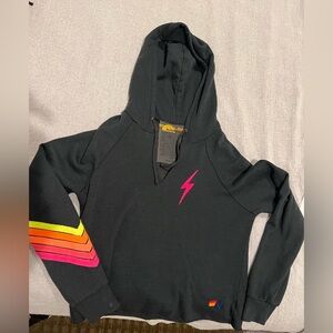Aviator Nation Black and Pink Sweater with Retro Accents